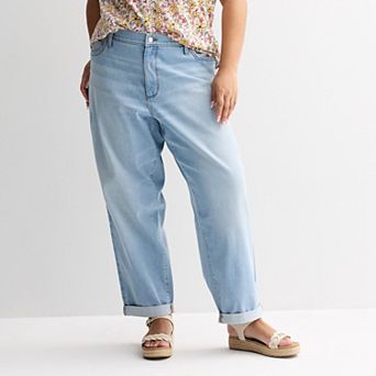 Plus Size Sonoma Goods For Life® Mid Rise Relaxed Boyfriend Jeans