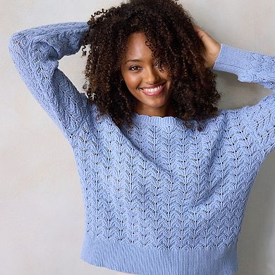 Women's LC Lauren Conrad Pointelle Crewneck Pullover Sweater