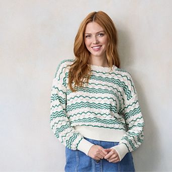 Juniors' LC Lauren Conrad Pointelle Crewneck Pullover Sweater