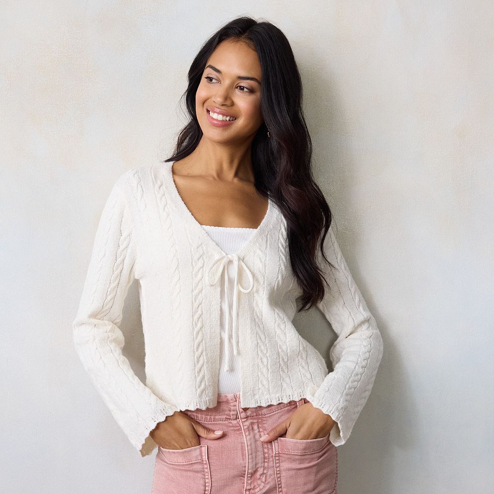 Women's LC Lauren Conrad Cable Tie Front Cardigan