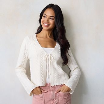 Women's LC Lauren Conrad Cable Tie Front Cardigan