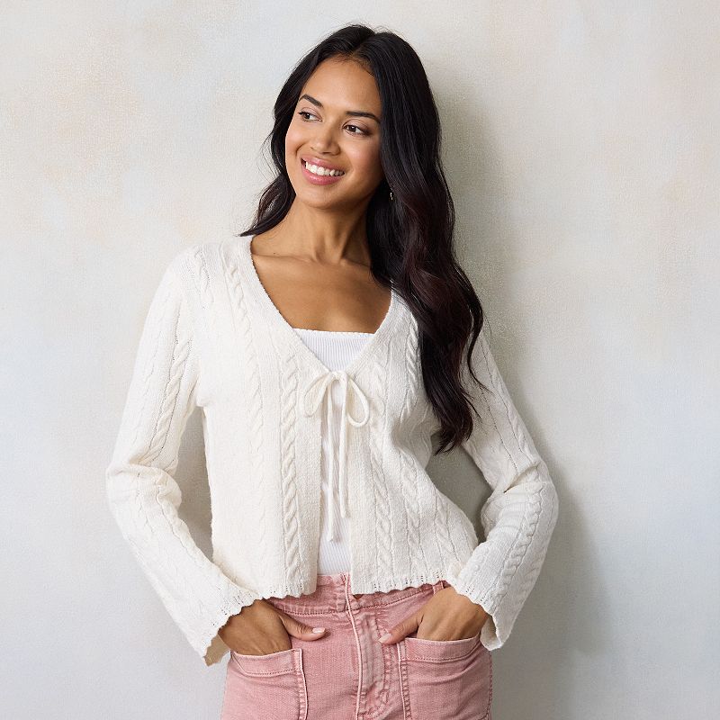Women's LC Lauren Conrad Cable Tie Front Cardigan