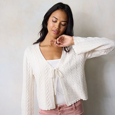 Women's LC Lauren Conrad Cable Tie Front Cardigan