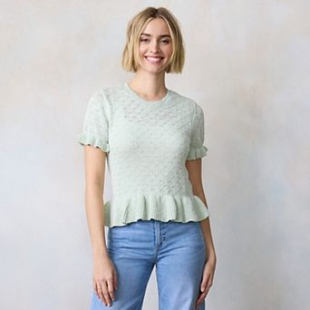 Women's LC Lauren Conrad Flutter Peplum Sweater Tee