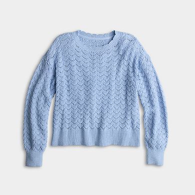 Petite LC Lauren Conrad Pointelle Crewneck Pullover Sweater