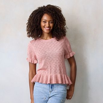 Women's LC Lauren Conrad Flutter Peplum Sweater Tee