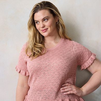 Plus Size LC Lauren Conrad Flutter Peplum Sweater Tee