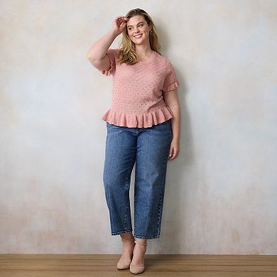 Plus Size LC Lauren Conrad Flutter Peplum Sweater Tee
