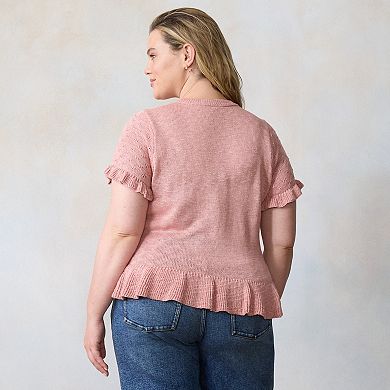 Plus Size LC Lauren Conrad Flutter Peplum Sweater Tee