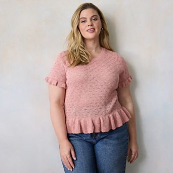 Plus Size LC Lauren Conrad Flutter Peplum Sweater Tee