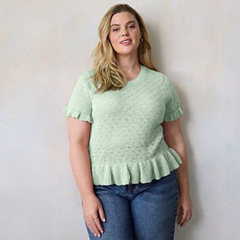 Plus Size LC Lauren Conrad Flutter Peplum Sweater Tee