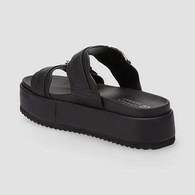 LC Lauren Conrad Headasa Women's Two Strap Buckle Platform Sandals