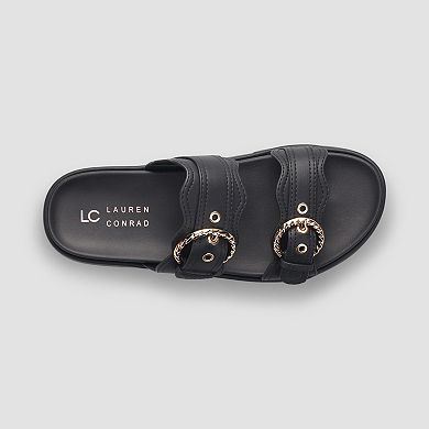 LC Lauren Conrad Headasa Women's Two Strap Buckle Platform Sandals