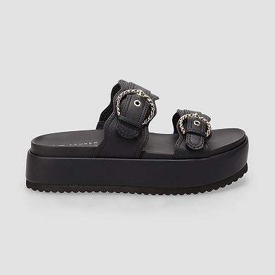 LC Lauren Conrad Headasa Women's Two Strap Buckle Platform Sandals