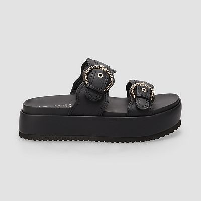 LC Lauren Conrad Headasa Women's Two Strap Buckle Platform Sandals