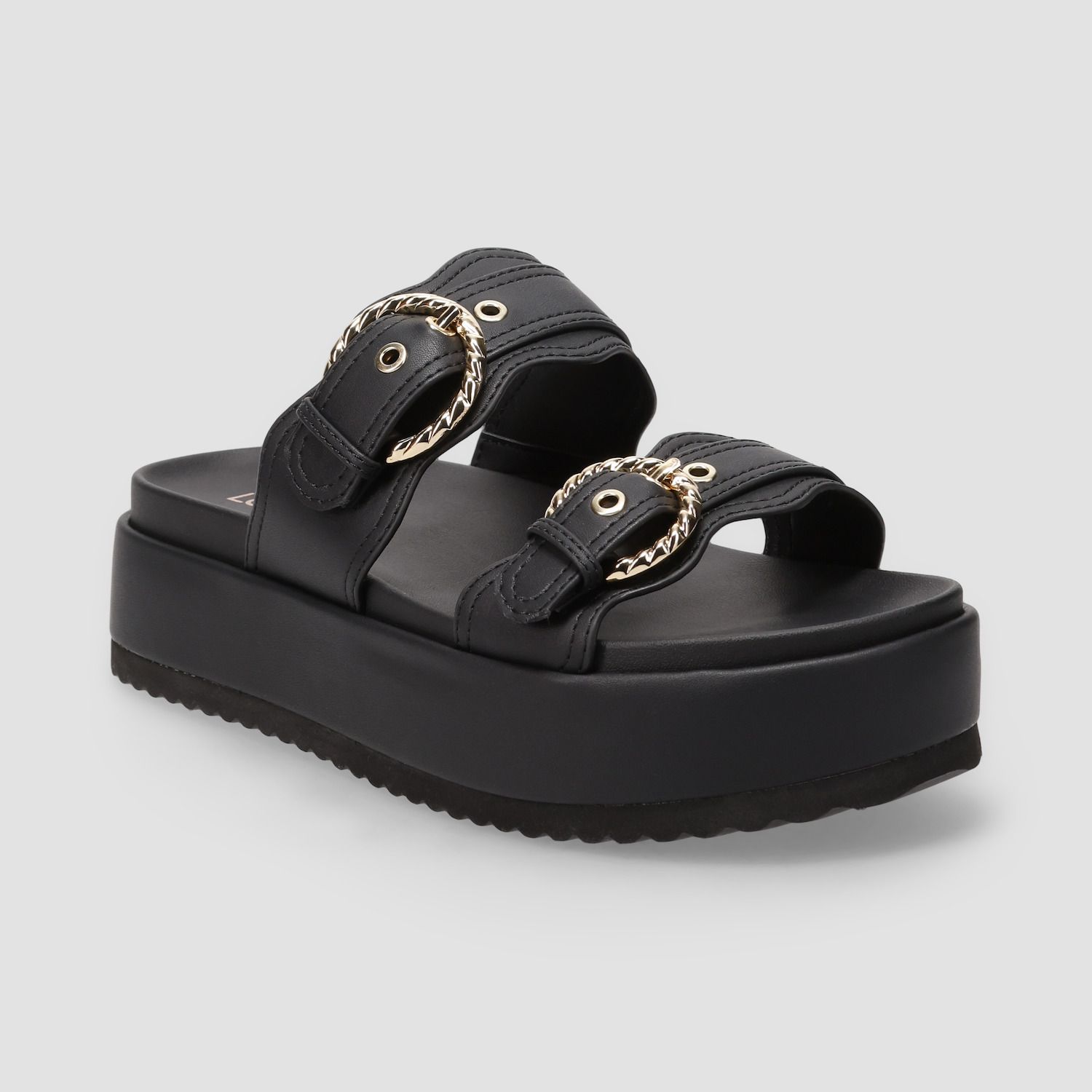 Женские сандалии LC Lauren Conrad Headasa Two Strap Buckle Platform, цвет: Чёрный — фото 1