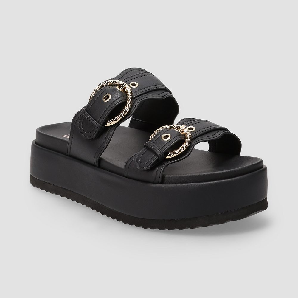 LC Lauren Conrad Headasa Women's Two Strap Buckle Platform Sandals