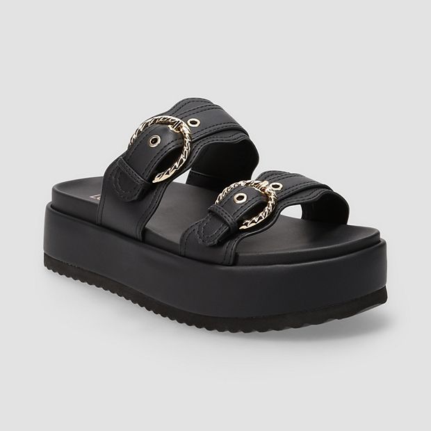ミュージシャン CDL Padded Platform Sandals BLACK S LC Lauren Conrad Headasa Women's Two Strap Buckle Platform Sandals