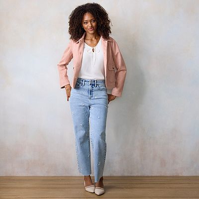 Petite LC Lauren Conrad Faux Suede Collared Jacket