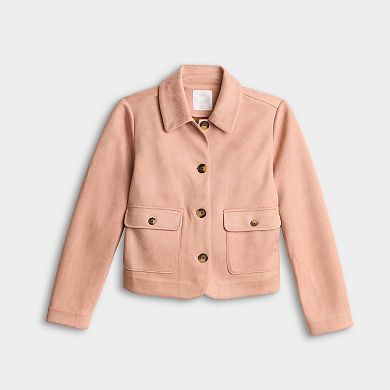 Petite LC Lauren Conrad Faux Suede Collared Jacket