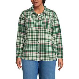Plus Size Lands' End Print Anyweather Fleece Shirt Jacket