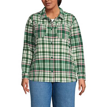 Plus Size Lands' End Print Anyweather Fleece Shirt Jacket