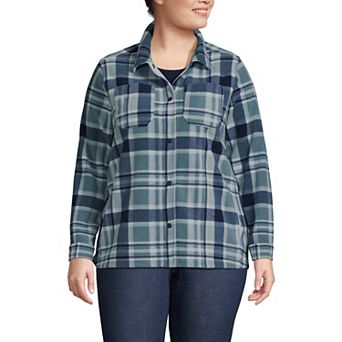 Plus Size Lands' End Print Anyweather Fleece Shirt Jacket