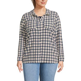 Plus Size Lands' End Print Anyweather Fleece Shirt Jacket
