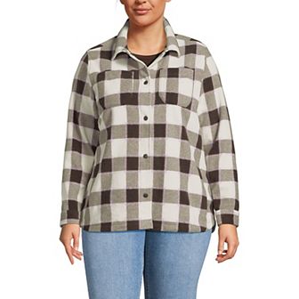Plus Size Lands' End Print Anyweather Fleece Shirt Jacket