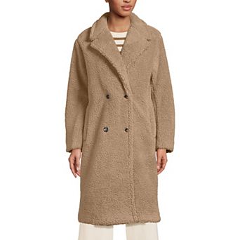 Women's Lands' End Double-Breasted Sherpa Fleece Coat