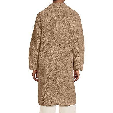 Women's Lands' End Double-Breasted Sherpa Fleece Coat
