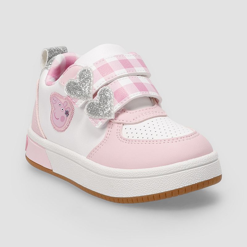 Licensed Character Peppa Pig Court Toddler Girls Slip-On Sneakers With Heart Accents, Toddler Girl's, Size: 9 T, Pink