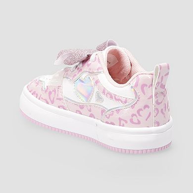 Toddler Girls Cheetah Print Lace-Up Sneakers With Bow Accent