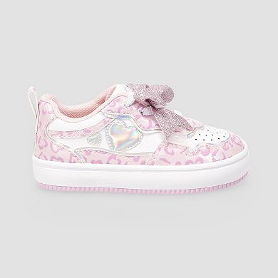 Toddler Girls Cheetah Print Lace-Up Sneakers With Bow Accent