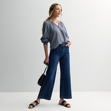 Women's Sonoma Goods For Life® V-Neck Button Front Long Sleeve Top