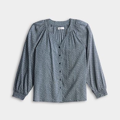 Women's Sonoma Goods For Life® V-Neck Button Front Long Sleeve Top