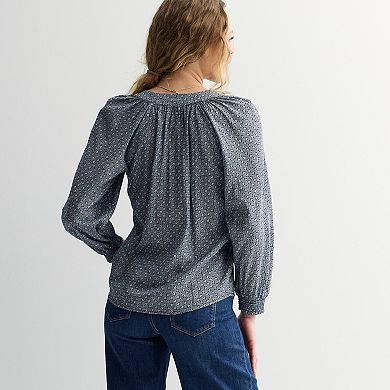 Women's Sonoma Goods For Life® V-Neck Button Front Long Sleeve Top