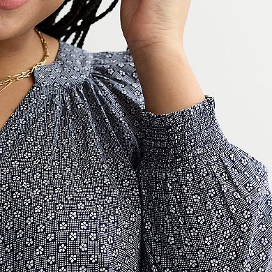 Plus Size Sonoma Goods For Life® V-Neck Button Front Long sleeve Top