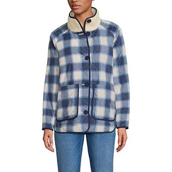 Women's Lands' End Mixed Media Reversible Long Sherpa Fleece Jacket