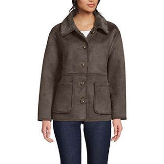 Women's Lands' End Shearling Reversible Fleece Coat