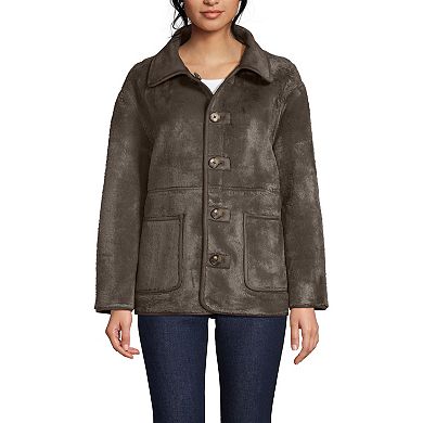 Women's Lands' End Shearling Reversible Fleece Coat