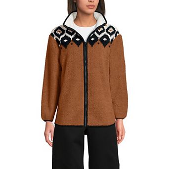Women's Lands' End Full Zip Cozy Sherpa Print Fleece Jacket