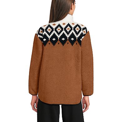 Women's Lands' End Full Zip Cozy Sherpa Print Fleece Jacket