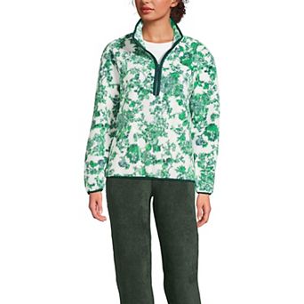 Women's Lands' End Half Zip Cozy Sherpa Print Fleece Pullover