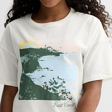 Girls 7-20 SO® Oversized Boxy Graphic Tee in Regular & Plus Size