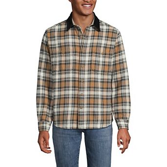 Men's Lands' End Authentic Flannel Shirt with Corduroy Collar