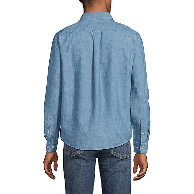 Men's Lands' End Long Sleeve Chambray Button-Down Shirt