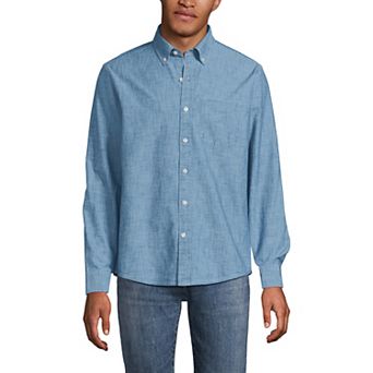 Men's Lands' End Long Sleeve Chambray Button-Down Shirt