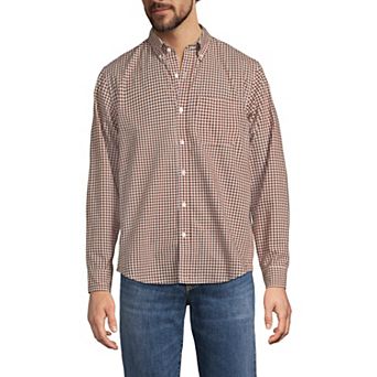 Men's Lands' End Long Sleeve Pattern Poplin Shirt