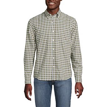 Men's Lands' End Long Sleeve Pattern Poplin Shirt